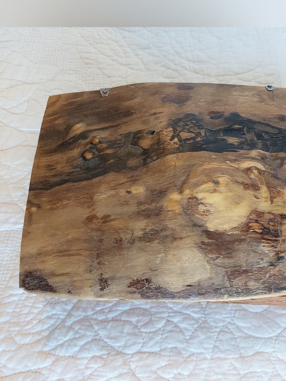 Handmade Walnut Burl Wood Box with Lid Live Edge Rustic Cabin Cottage Core READ